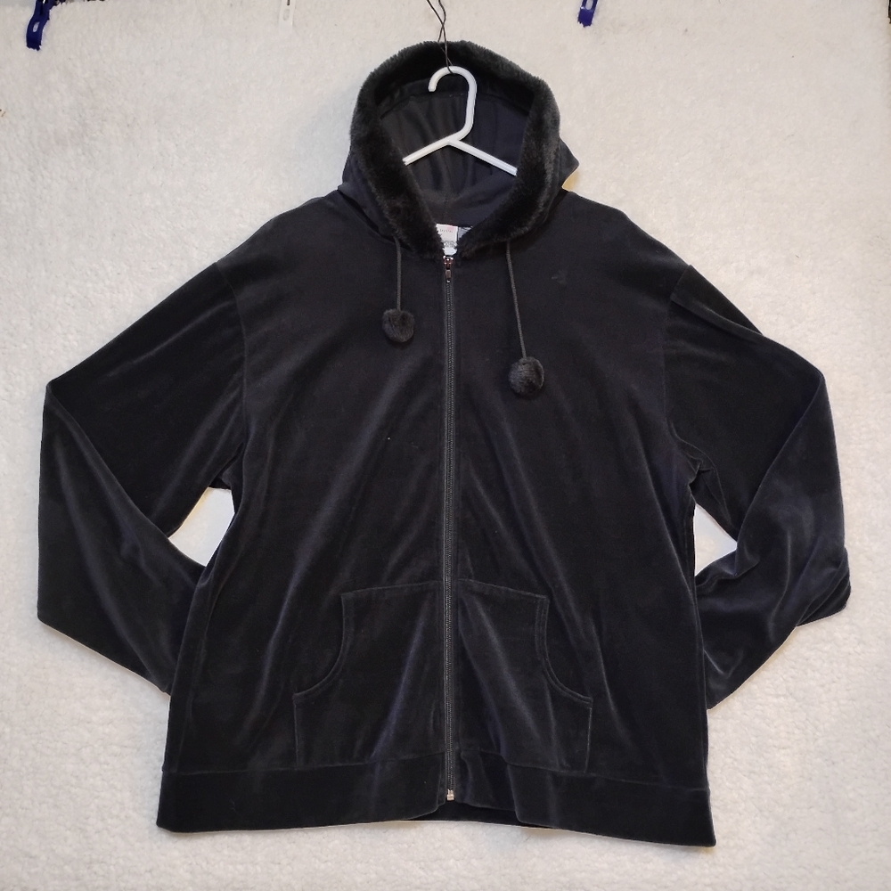 Jay Day Women's Black Hooded Fleece- 2X